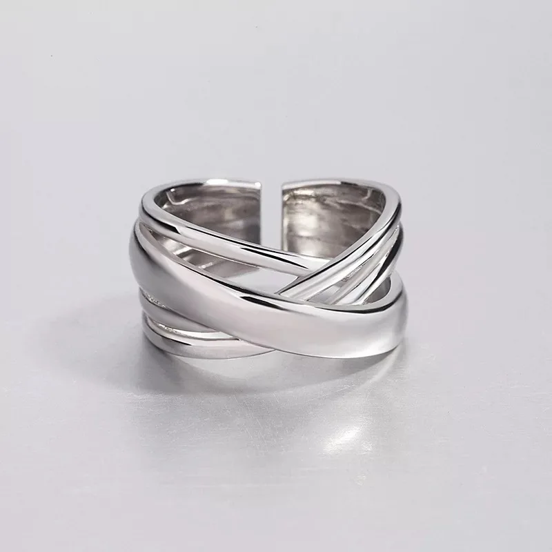 

Upscale Exaggerated Personality 925 Sterling Silver Geometric Irregular Rings for Women Bohemian Retro Adjustable Antique Ring