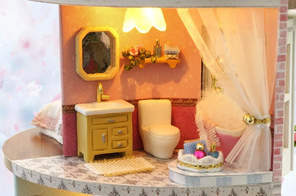 Кукольный дом DIY музыкальная шкатулка Миниатюрный Кукольный домик Модель пылезащитный чехол деревянная мебель куклы игрушечные дома для детей подарок на день рождения