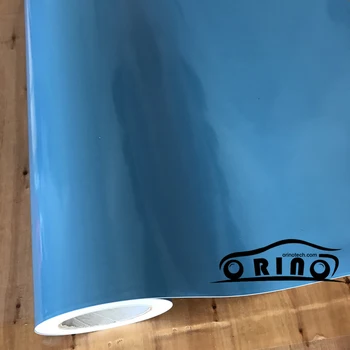 

Light Blue Glossy Vinyl Film Gloss Blue Vinyl Wrap Sticker For Car wrapping With air bubbles Size: 5/10/15/20/30X1.52 Meters