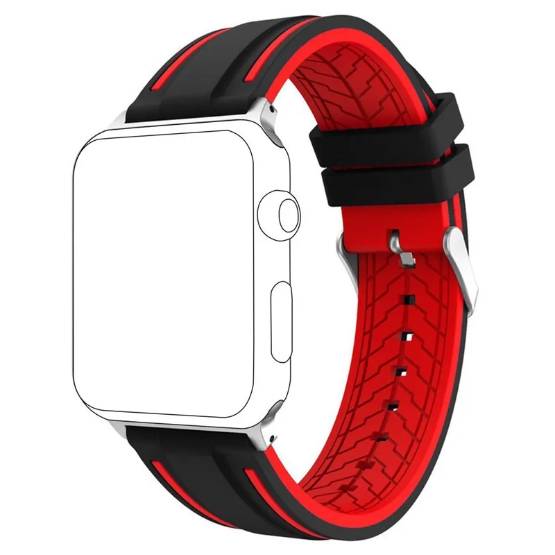 Двухцветный силикона ремешок для apple watch группа 38 мм 42 мм спортивные Петли браслет для iwatch 3 /2/1 ремень наручные