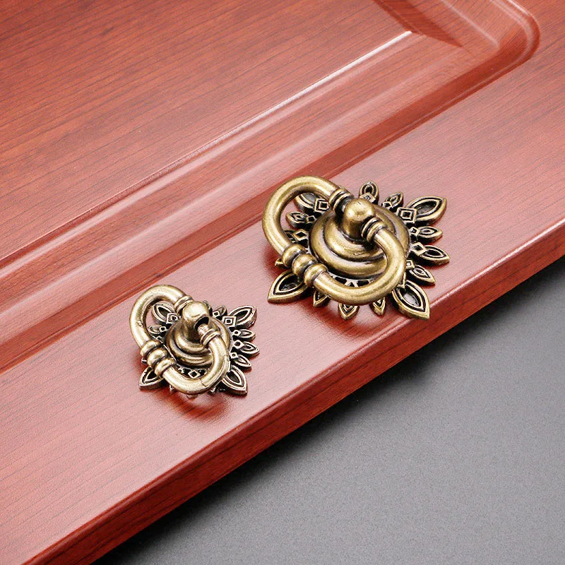 

MEGAIRON 1PC Vintage Metal Tin Box Decorated Handle Mini Drawer Door Ring Pulls Jewelry Storage Wooden Box Case Handle