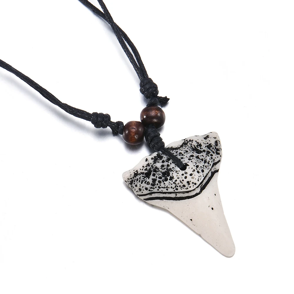Mens Shark Tooth Teeth Pendant Necklace Charm Wax Cord Rope String Chain Jewelry Dropshipping Mens Shark Tooth Teeth Pendant Necklace Charm Wax Cord Rope String Chain Jewelry Dropshipping