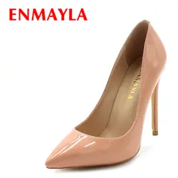 ENMAYLA/женские туфли-лодочки из лакированной кожи на высоком каблуке-шпильке с острым носком, 12 см, женская свадебная обувь для вечеринок