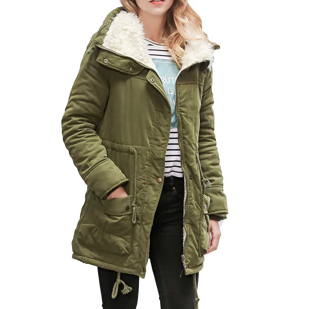 Parkas Women Winter Warm 2018 Fashion Hooded Thicken Slim Long Green