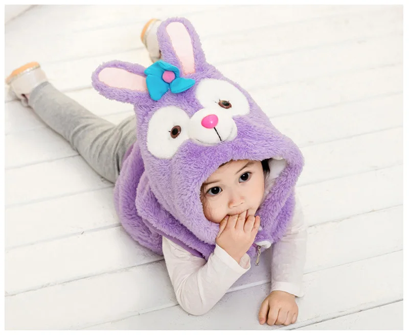 2018 autumn winter baby boys girls vest for children thick cotton warm rabbit veat cute hooded outwear children clothes (11)