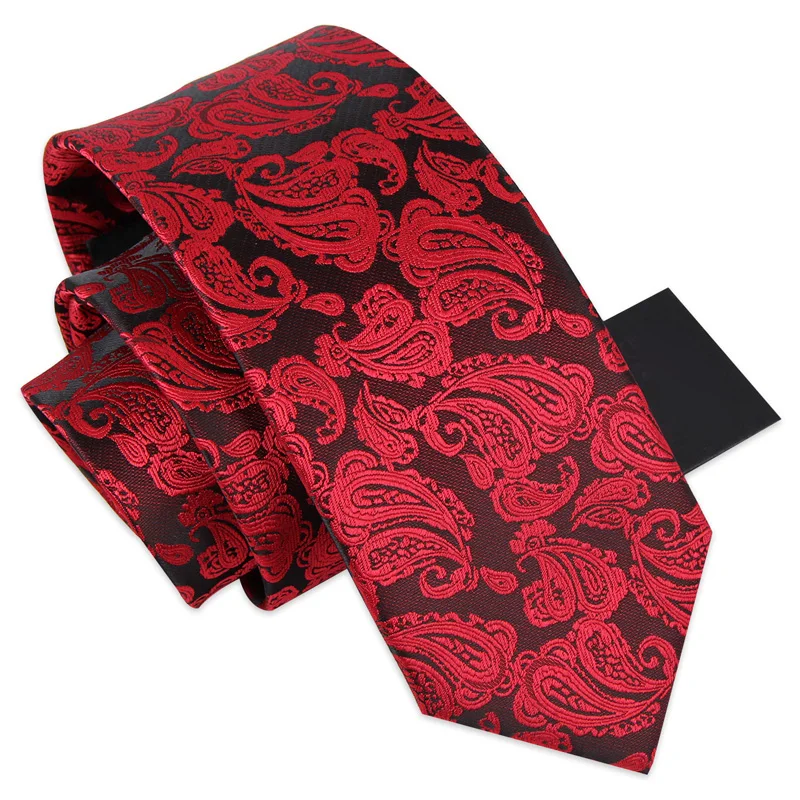 2018 Ties for Men Designer Fashion Brands 7cm Tie Luxury Formal Tuxedo Wedding Party Red Paisley