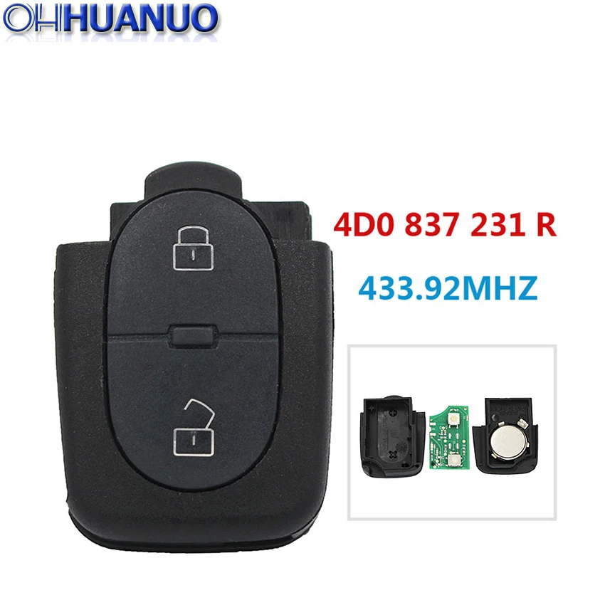 

New 2 Button Flip Car Key Remote Control for Audi A4 A3 A6 Quattro 433.92MHZ: 4D0 837 231 R With Electronics