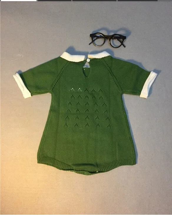 Новинка года; платье для маленьких девочек Хлопковый вязаный комбинезон «кроше» для маленьких девочек; Детский комбинезон с рукавом «Семь»; платье-свитер для новорожденных