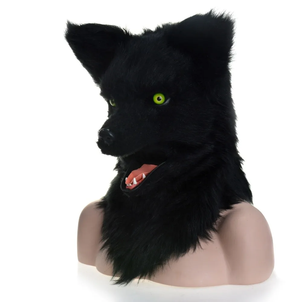 Движущаяся рот личина, маска животного Черный волк животных карнавальные маски для лица