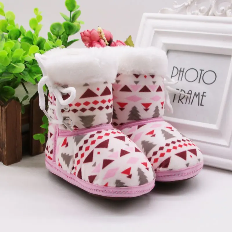 

Autumn Winter Baby Boots Warm Fleece Christmas Tree Snow Boots For Baby Girl Boy Anti-silp Prewalker Bootie Shoes 0-18 Months
