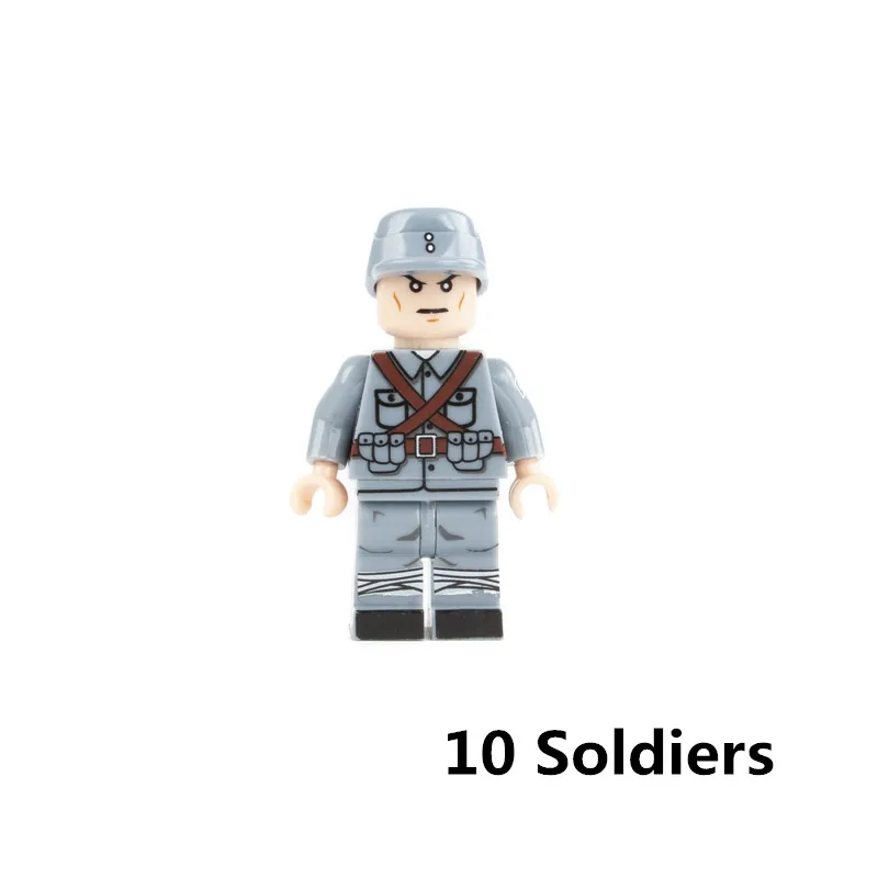10 Soldiers Фигурка солдата строительные блоки шляпа шлем оружие 98K пистолет SWAT город части полицейский кирпич совместимые военные игрушки для детей D019 - Цвет: 10 Soldiers