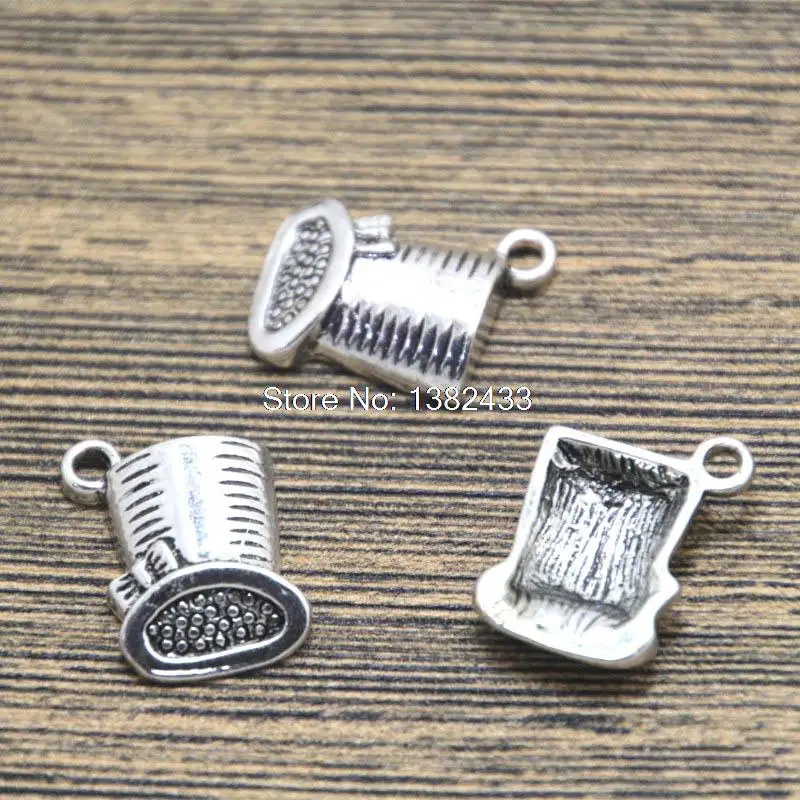

10pcs mad hat Charms Antiqued Silver Tone alice mad hat charm pendants 19x15mm