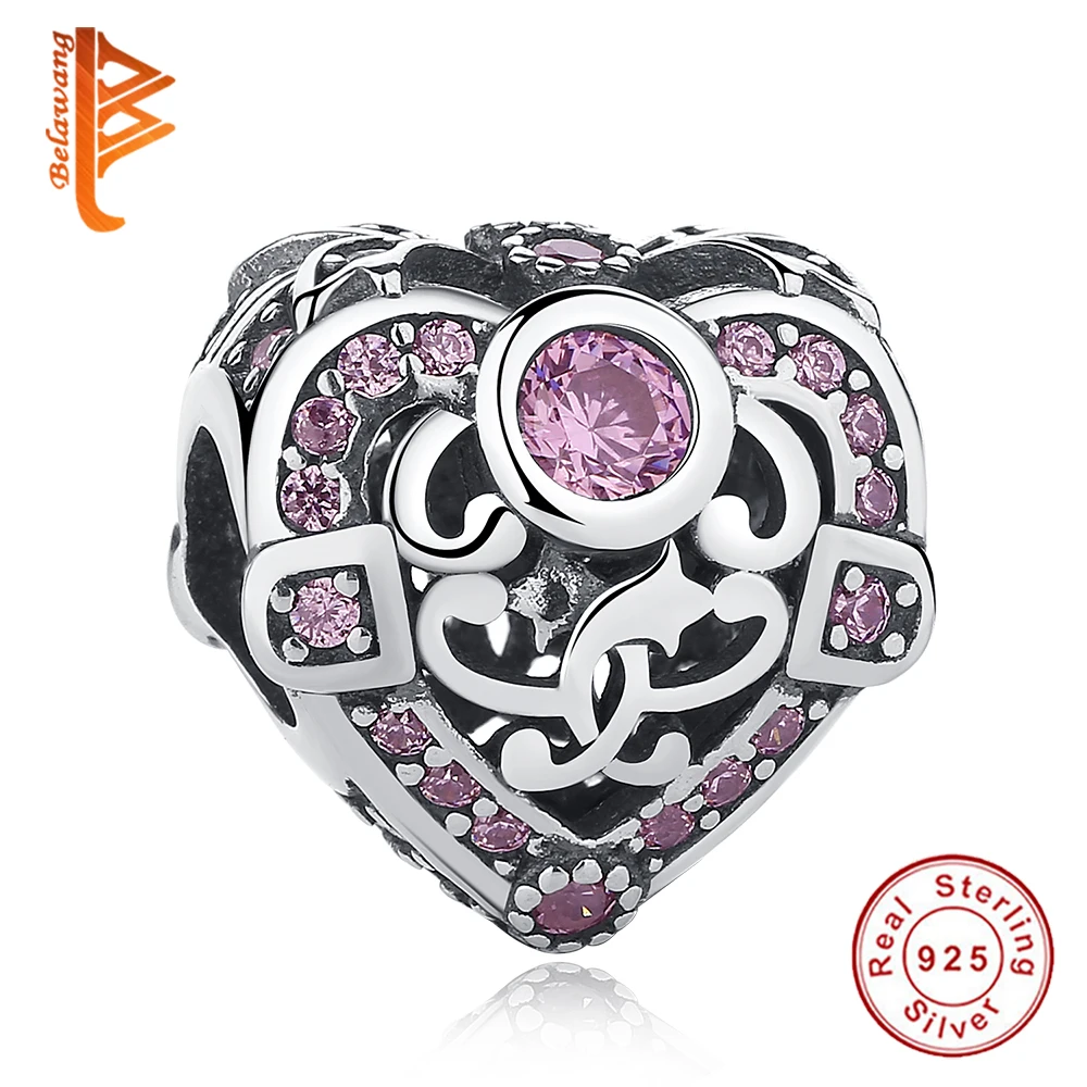 

BELAWANG Authentic 925 Sterling Silver Heart Beads Fit Original Charms Bracelets for Women DIY Bangles Jewelry Accessories