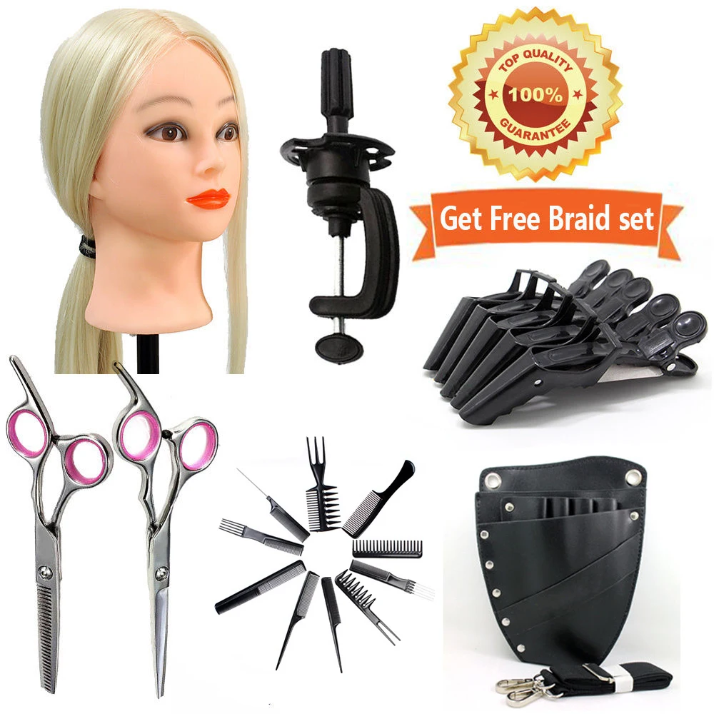 613 30 Real Hair 24"Cosmetology Training Head Mannequin Head +Salon