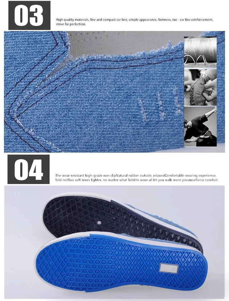 Big size 35-44 Women Casual Shoes Vintage Secant Denim flat Slip-On Solid Breathable Wear resistant  platform famale footwear5