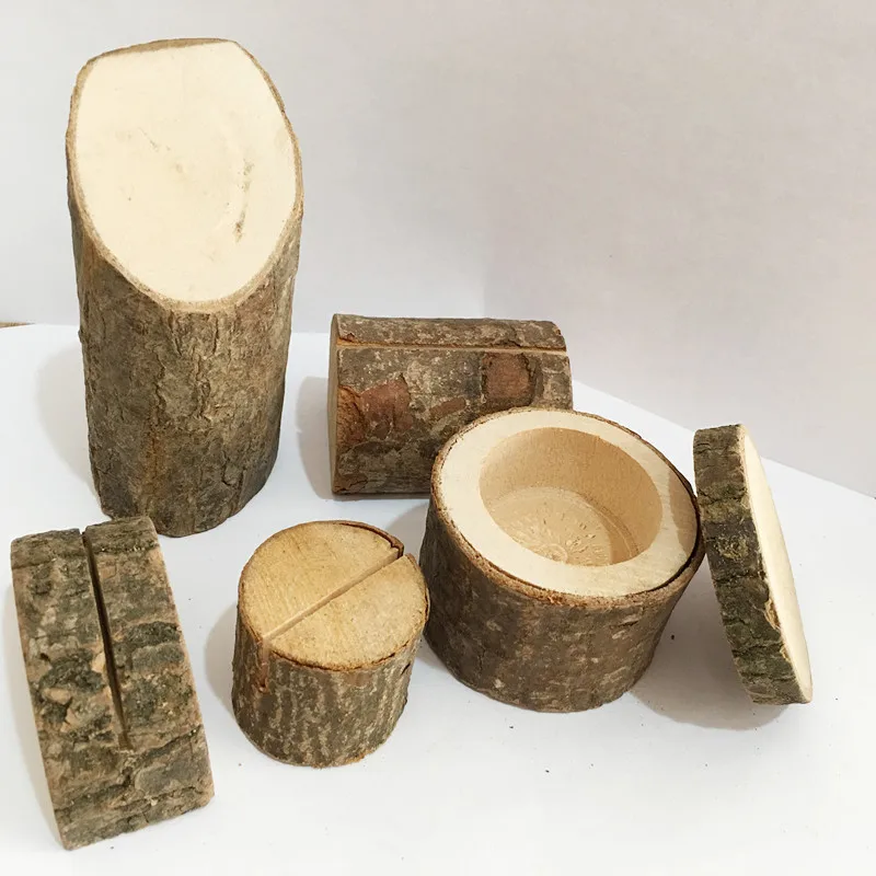 

1pcs Wooden Wedding Name Place Card Holders Natural Folder Rustic Photo Holder Table Number Holder