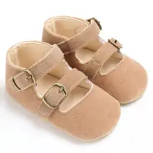Обувь для младенцев мягкая подошва детская кроватка обувь новорожденного девочки повседневная однотонная резиновая обувь с пряжкой