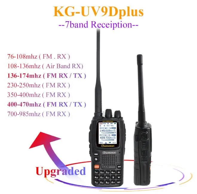

Wouxun KG-UV9D Plus vhf uhf Multi-functional Ham radio DTMF 2 Way Raido 7 bands Walkie Talkie for Security