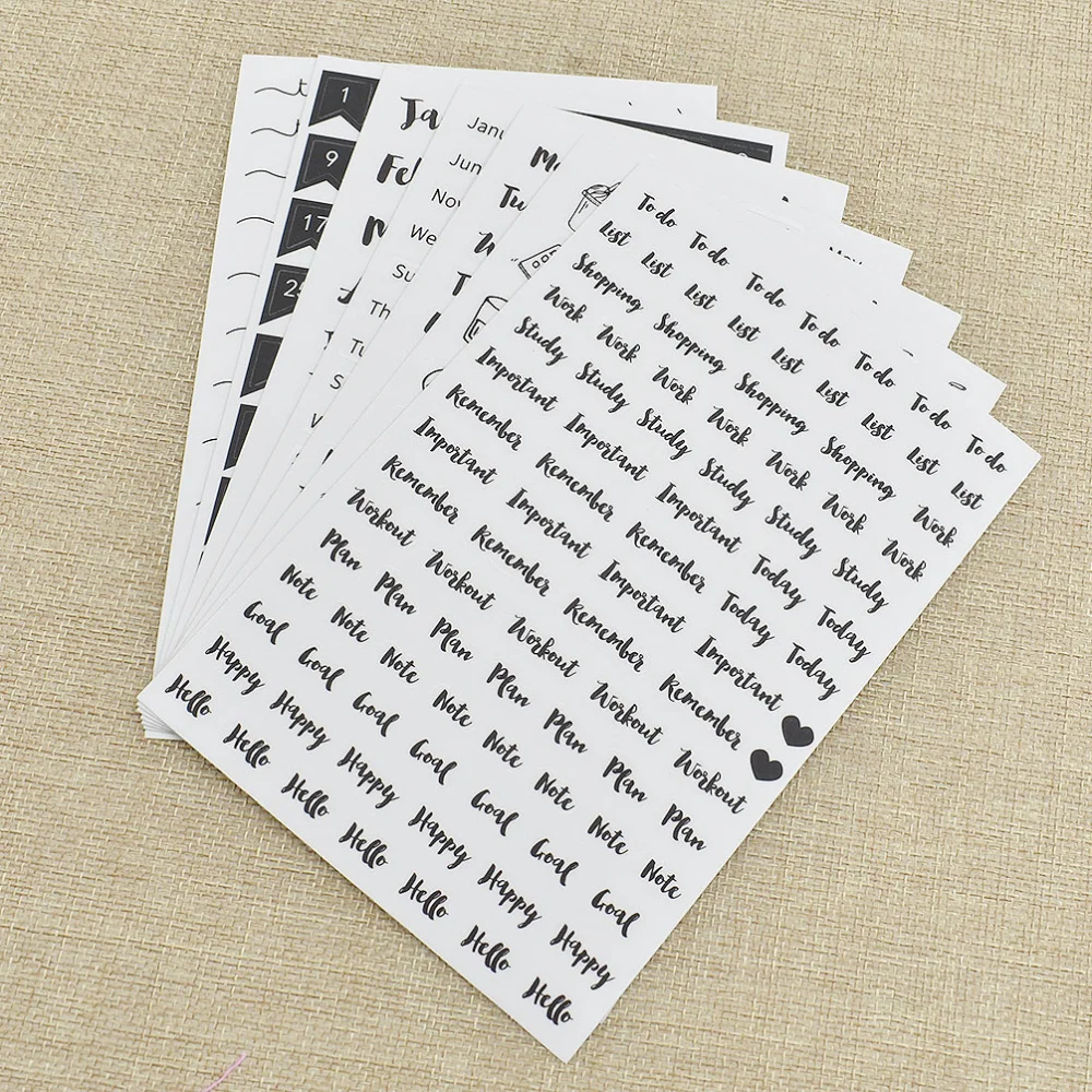 

Cute Month Day Basic Planner PVC Stickers Scrapbooking For DIY Handmade Craft Marker Notes Stickers Gift