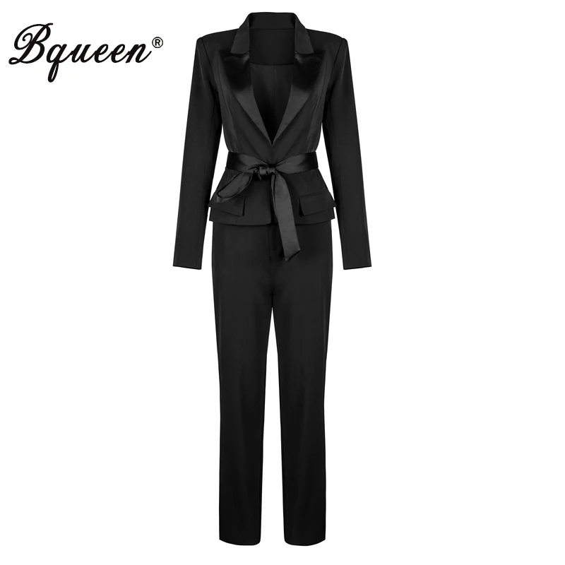 Женский комплект из 2 предметов Bqueen однотонные обтягивающие однобортные брюки с