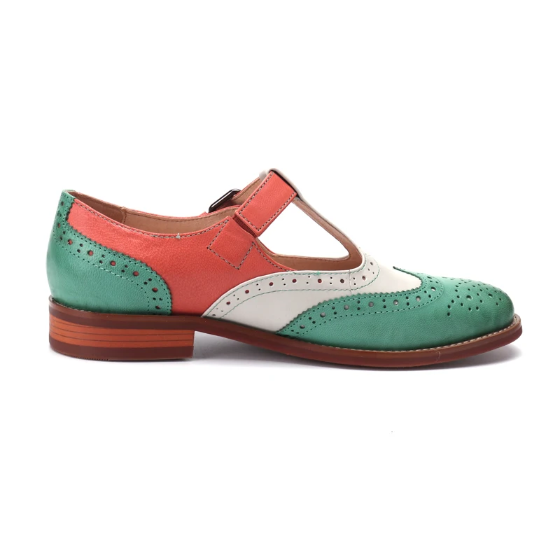 Derbies Pour Marque red yellow Cuir Main Green Femme Chaussures Nouveau Couleur En La Plus Correspondant Plates Femmes Taille 2018 Yinzo Véritable Oxford axdwqtaRY