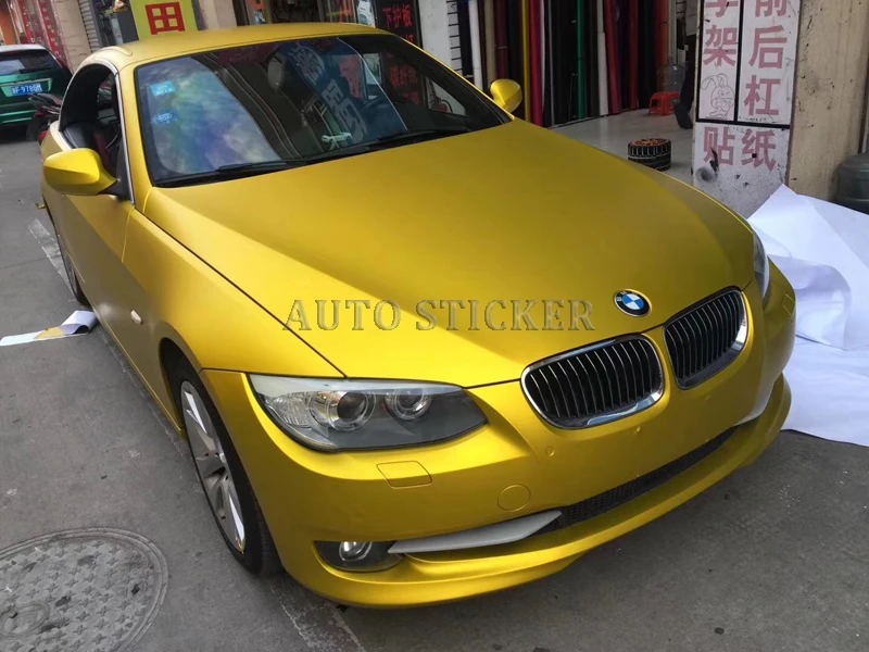 Golden matte metallic car wraps car vinyls 44