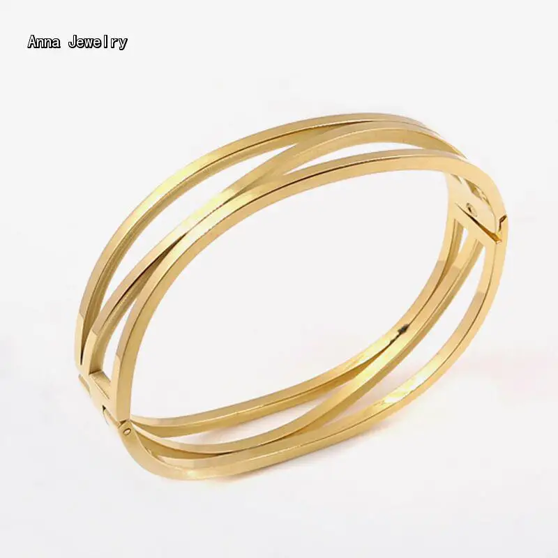

2017 Distinctive Designer Irregularly Shape Cuff Bracelet,Stainless Steel 3 Lines Chain Bangle Bracelet Fashion Jewelry Gift