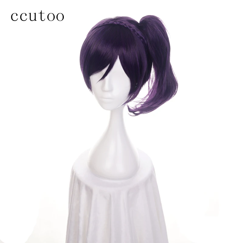 Ccutoo 35 см Nozomi Tojo фиолетовый короткий плетеный стиль синтетический парик волос Косплей Костюм парик с одним чипом конский хвост