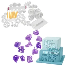 Behogar 46 шт. цветок помадка плесень Обледенение Плунжер резак инструмент с 40 буквами цифры символ резак формы для DIY выпечки