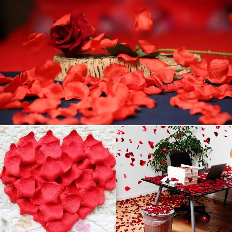 1000 Wedding Silk Rose Petals Bridal Flowergirl Basket Fake Flower Decoration 