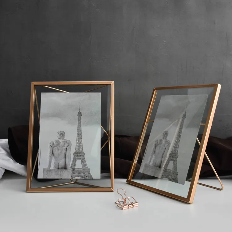 

Black Metal Photo Frame Botanical Specimen Holder Rose Gold Picture Photo Frame Stands Creative Pendulum for Home Decoration