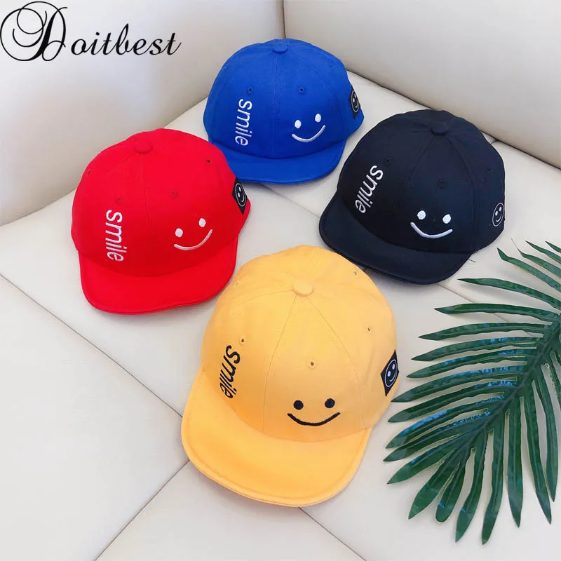 Doitbest 1 إلى 4 سنوات يبتسم وجه الأطفال قبعة بيسبول الفتيان الفتيات لينة حافة Snapback قابل للتعديل الطفل الاطفال الورك هوب قبعة قبعة واقية من الشمس