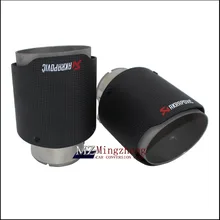 1 Pcs estilo do carro De fibra de Carbono + aço inoxidável universal Auto ponta de escape akrapovic tailtip extremidade do tubo para bmw vw golf
