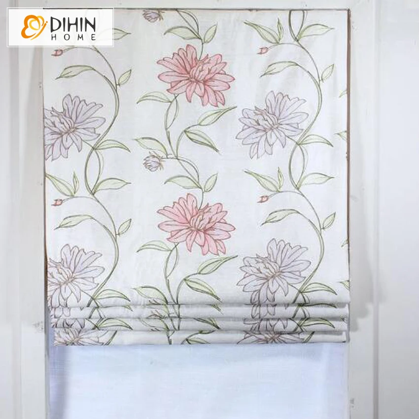 

Pastoral Flower Custom Roman Shades More Colors Light Filter / Full Blackout Roman Shade Easy Install Window Curtains