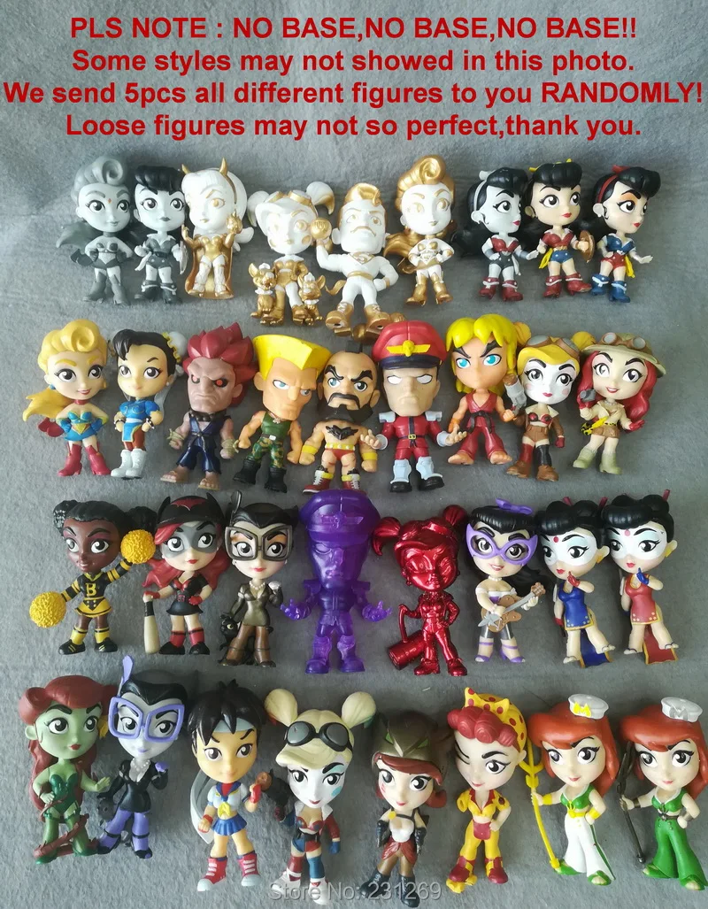 

*SEND RANDAM* LOT! 5pcs/Set All Different Original CRYPTOZOIC Bombshells Street Fighter 3" PVC Action Figures Colletion Toys