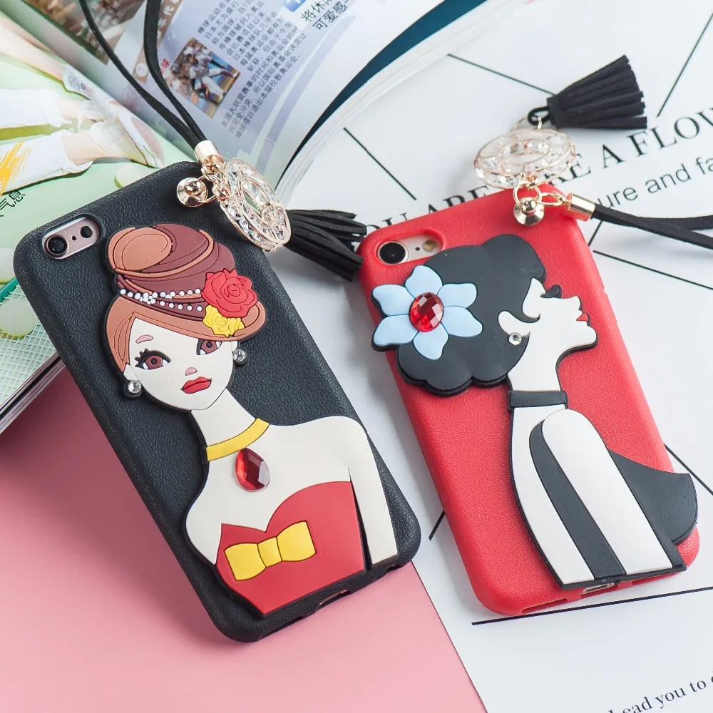 Napeyin современная девушка шаблон задняя чехол для iPhone 6 6s 7 8 Plus X алмазная подвеска