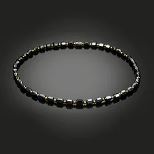 Ожерелье из черного гематита для мужчин и женщин, магнитные золотые бусины, магнитное ожерелье для терапии, ювелирные изделия, подарок@ M23