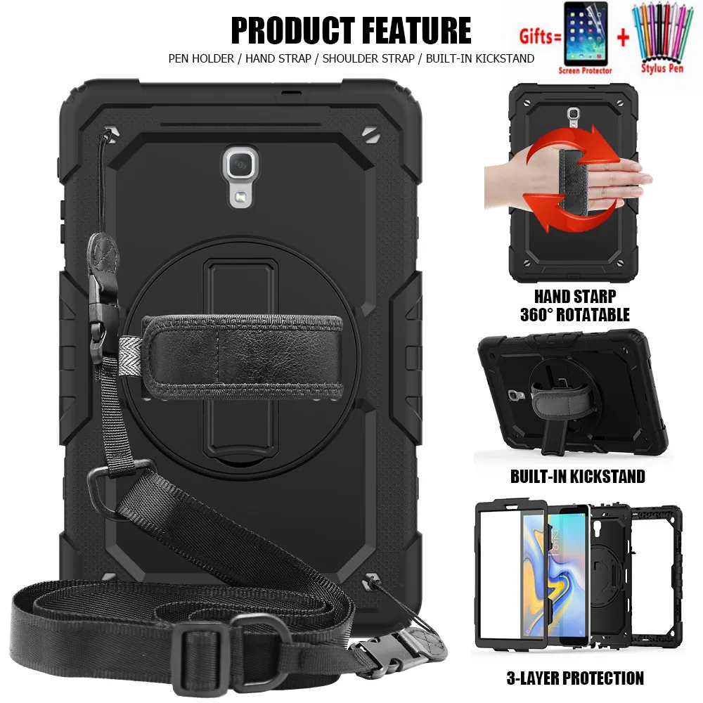 

For Samsung Galaxy Tab A 10.5 T590 T595 T597 SM-T590 Tablet case 306 Rotating Hand Strap/Kickstand cover funda + Shoulder Strap