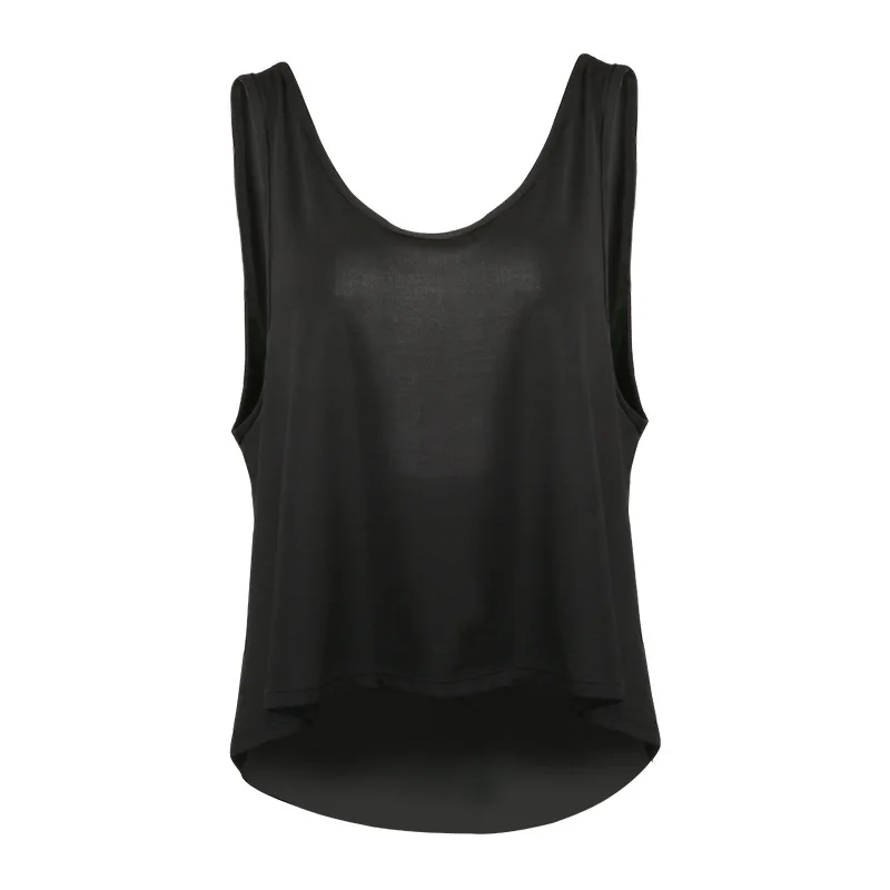 

Women Yoga T-shirt Loose Corp Yoga Shirt Black White Sports Tops Gym Seamless Sleeveless Running Top Fitness Tshirt