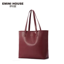 EMINI HOUSE Split Leather Tote Bag High Capacity Shoulder Bag Luxury Handbags Women Bags Designer Practical Women Bags Lady Tote