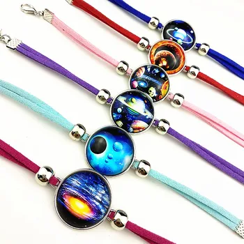

24pcs New design Outer Space,Star Space,Galaxy Glass Charm bracelets ,Popular Cartoon bracelets party gift Wholesale