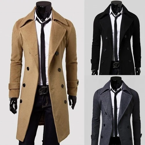 Free shipping men's leisure fashionable man three trench coat double row button design and high quality color size M - XXL Free shipping men's leisure fashionable man three trench coat double row button design and high quality color size M - XXL