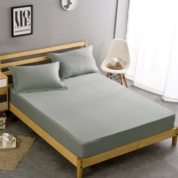 

Wholesale solid color sheets fitted bed sheet elastic mattress cover bed linen bedspread polyester cotton single twin full SJ24