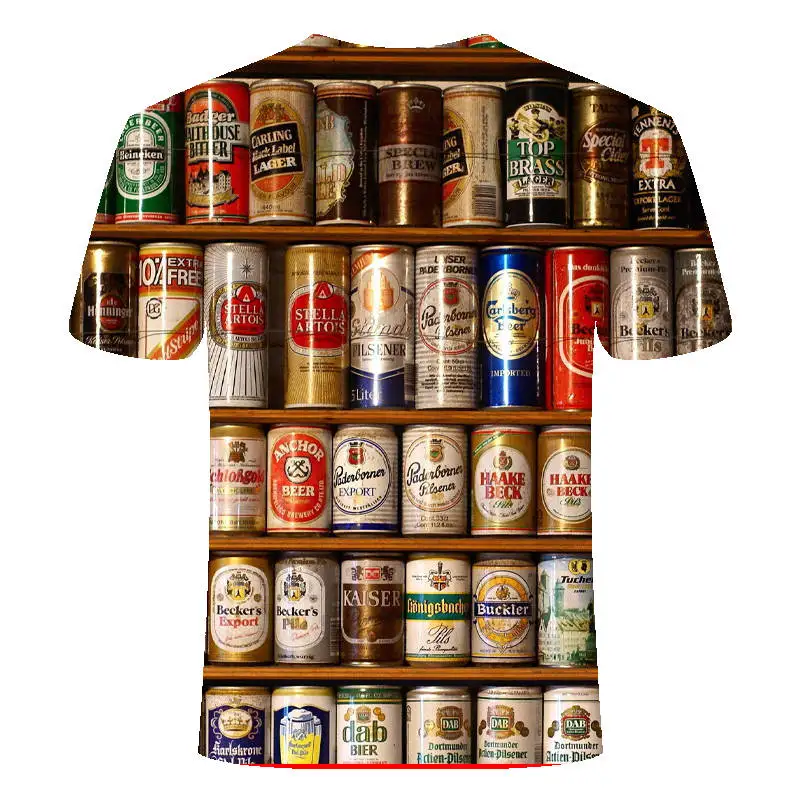 Новинка, Мужская 3D футболка, банок, рубашка с рисунком пива, хип-хоп, с круглым вырезом, короткий рукав, для мужчин и женщин, футболка, топ,, криптовалюта