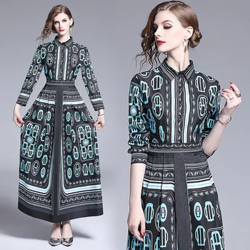 

womens woman ladies Designer summer long sleeve print Floral runway slim A-Line maxi Casual party Swing beach office work dress