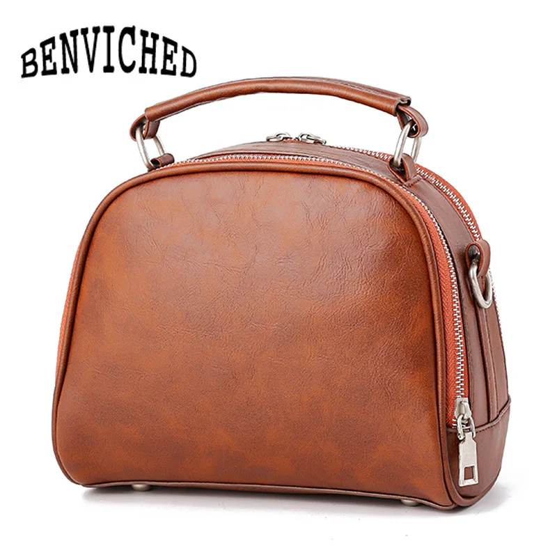 BENVICHED 2019 جديد Vinatge الأفاق حقائب الأزياء بو الجلود المرأة واحدة حقائب كتف Crossbody أكياس أعلى-حقائب بيد L130