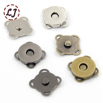 

High quality 10sets/lot black silver sew on metal magnetic Snaps button for overcoat bag garment accessories scrapbooking DIY