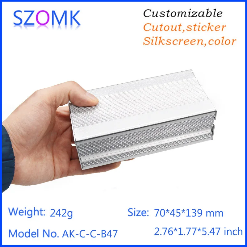 

10 psc custom alumium pcb board electronics junction case silver color smooth suitable housing of electronics 70*45*139MM