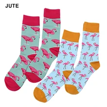 Стиль, мультяшный фламинго, хит, цветные, персональные, модные, повседневные, Harajuku, забавные, длинные, пара, животные, для женщин и мужчин, носки