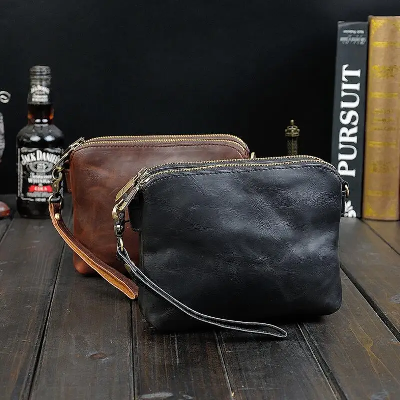 Vintage Pu Leather Men Clutch Bag Casual Phone Travel Retro Man Money